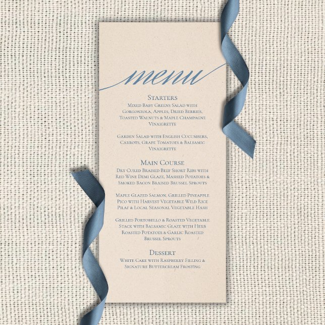 Menu Dusty Blue Script Typography Wedding (Dusty Blue Script Typography Wedding Menu
)