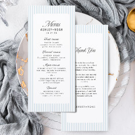 Menu Dusty Blue Striped Elegance Classy Wedding