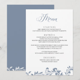 Menu Dusty Blue Wedding Vintage Elegant Classic