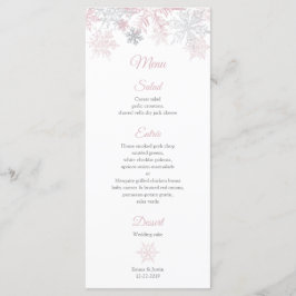 Menu Dusty Pink e Silver Flocos de Neve