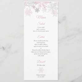 Menu Dusty Pink e Silver Flocos de Neve, Wonderland de