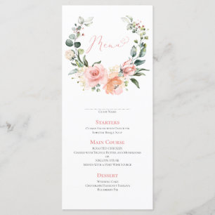 Menu Dusty Pink Floral Wreath