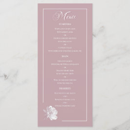 Menu Dusty Pink Line Art Rose Dinner Details Wedding