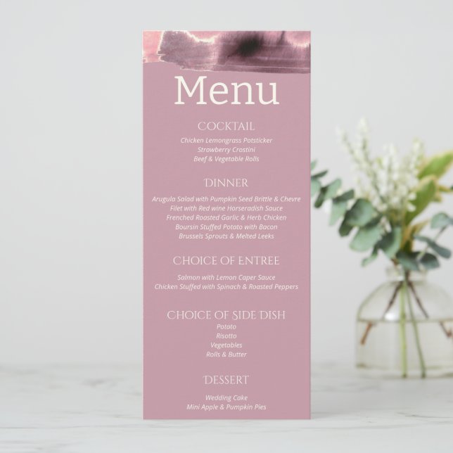 Menu Dusty Rosa Mauve Modern Wedding (Em pé/Frente)