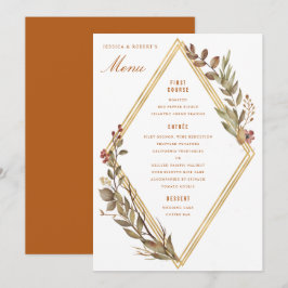 Menu Dusty Sage Dourado Diamond Rust Casamento outono