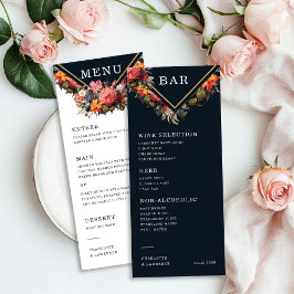 Menu e Bar de um casamento no estilo vintage e el