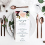 Menu e Cartões de agradecimentos de Casamento de M<br><div class="desc">Menu duplo e cartas de agradecimento! Use apenas como um menu, excluindo itens do verso. Ou edite facilmente o menu e o obrigado que você coloca o cartão! Este design apresenta uma bela fonte de escrita e um belo buquê de florais burgundy. Veja a coleção inteira para mais itens correspondentes!...</div>