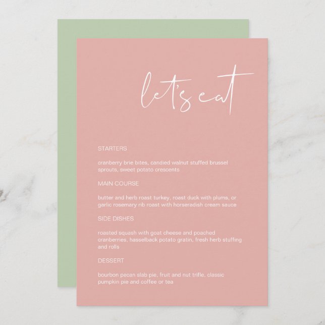 Menu Eat do Vamos Rosa de Pastel de LEAH Vibrant (Frente/Verso)