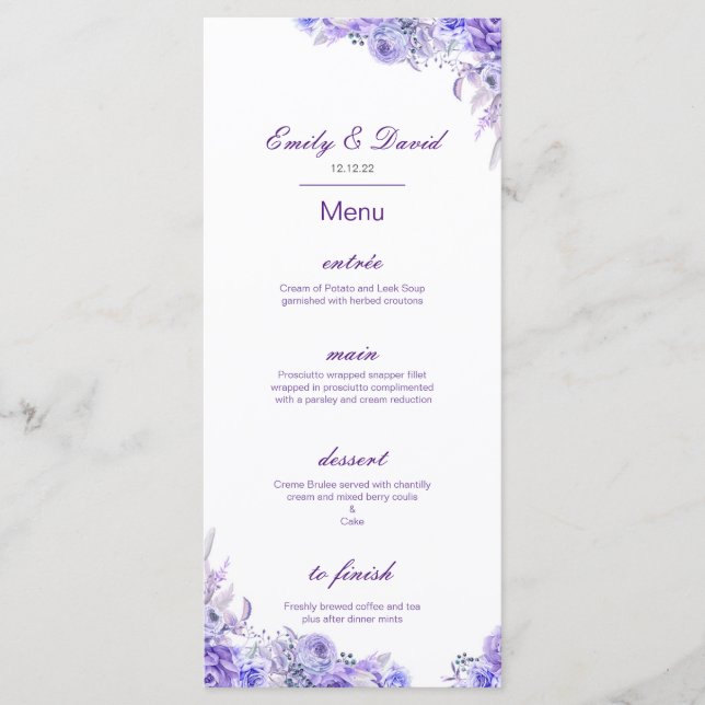 Menu Editable Menu, Wedding Menu, Baby Shower, Bridal   (Frente)