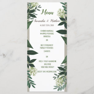 Menu editável do comensal de casamento das