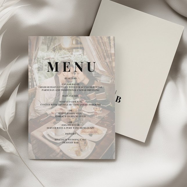 Menu Editorial Ivory Monogram Photo Wedding (Criador carregado)