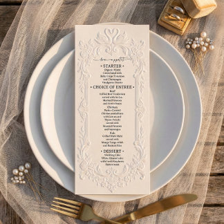 Menu Efeito de Impressão em Relevo Marfim