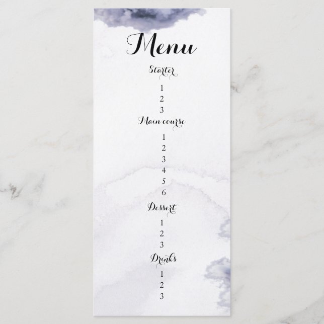 Menu Ela está no chuveiro de noiva nuvem nove  (Frente)