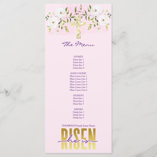 Menu Ele Está Arriscado, Cristão, Citando Páscoa Rosa (Frente)