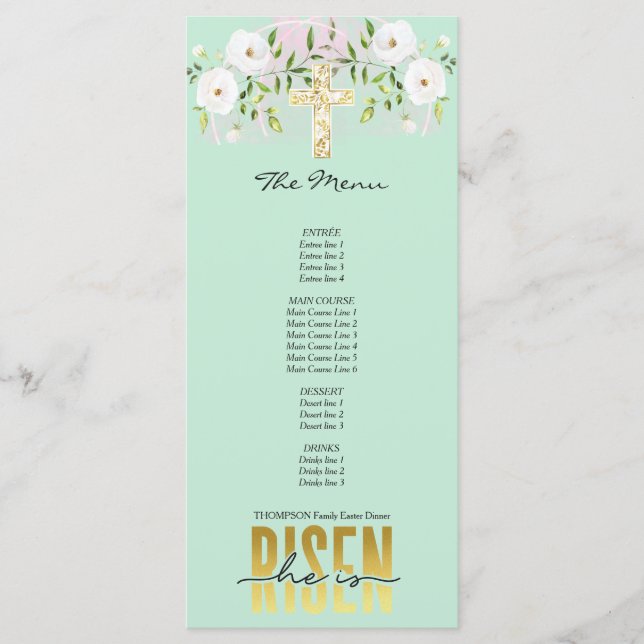 Menu Ele Está Arriscado, Religioso, Citando A Páscoa (Frente)