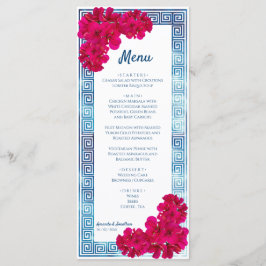 Menu Elegância Grecian de Aquarela + Flores Rosa