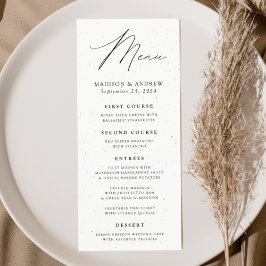 Menu Elegância Moderna Manchas Brancas e Pretas Casamen