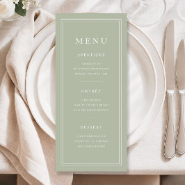Menu Elegant 3 Course Sage Green