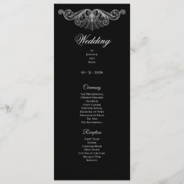 Menu Elegant black and white Gothic Wedding Program