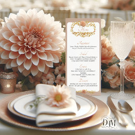 Menu Elegant Blush Dahlias Golden Script Wedding