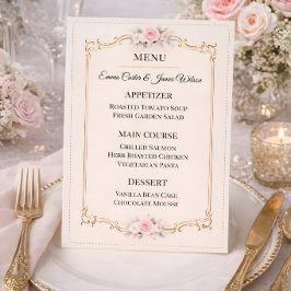 Menu Elegant Blush Rococo Wedding