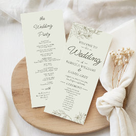 Menu Elegant Botanical Wedding Welcome Ceremony Program