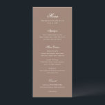 Menu Elegant Brown Romantic Wedding<br><div class="desc">This design is part of a romantic and elegant wedding invitation suite.</div>