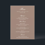 Menu Elegant Brown Romantic Wedding<br><div class="desc">This design is part of a romantic and elegant wedding invitation suite.</div>