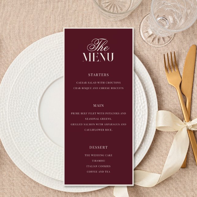 Menu Elegant Burgundy Old Money Wedding (Criador carregado)