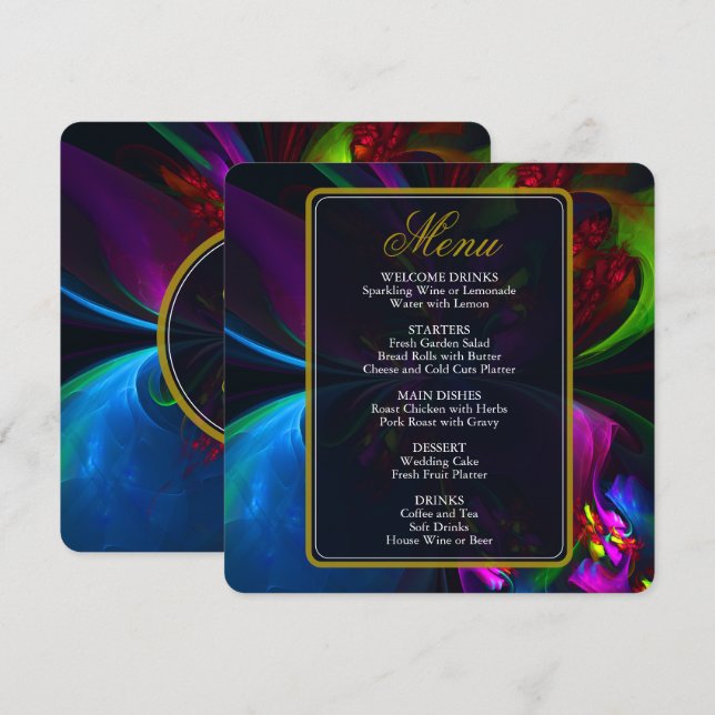 Menu Elegant Classic Modern Floral Pattern #902 Wedding (Frente/Verso)