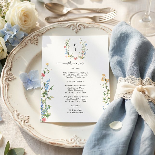 Menu Elegant Colorful Wildflower Wedding (Criador carregado)