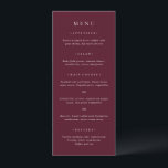 Menu Elegant Deep Burgundy Classic Wedding<br><div class="desc">Classic style wedding menu featuring a simple yet elegant design in a deep burgundy color that is perfect for a fall wedding or a winter / Christmas wedding.  Use the template to add a photo or remove it in the design editing tool.</div>