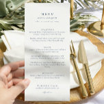Menu Elegant dusty Blue Script Double Side Wedding<br><div class="desc">Elegant black and white Script Wedding Menu Double Sided with back message on the card</div>