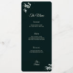 Menu Elegant emerald Green baby's breath<br><div class="desc">Celebrate your special day with this elegant emerald green floral wedding invitation. Featuring delicate white blossoms of baby's breath cascading from the top against a rich deep green background, this design evokes a romantic evening garden atmosphere with a touch of luxury. Perfect for formal weddings, winter ceremonies, botanical themes, or...</div>