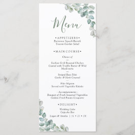 Menu Elegant Eucalyptus Greenery Wedding