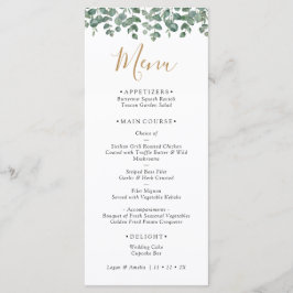 Menu Elegant Eucalyptus Greenery Wedding