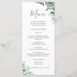 Menu Elegant Eucalyptus Greenery Wedding