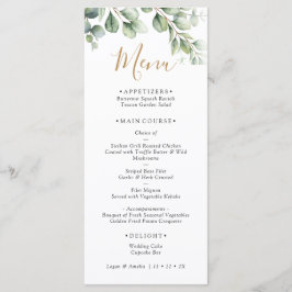 Menu Elegant Eucalyptus Greenery Wedding