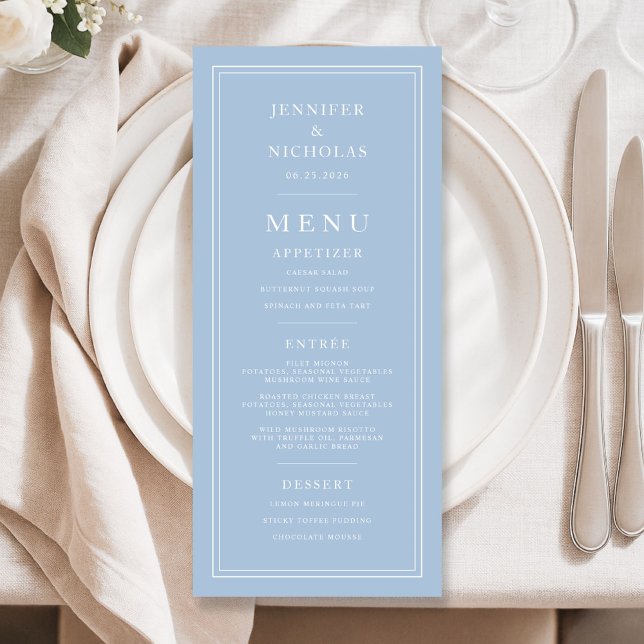 Menu Elegant Formal Powder Blue Wedding (Elegant Formal Powder Blue Wedding Menu)