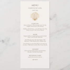 Menu Elegant Gold Seashell Creamy Double Side Wedding 