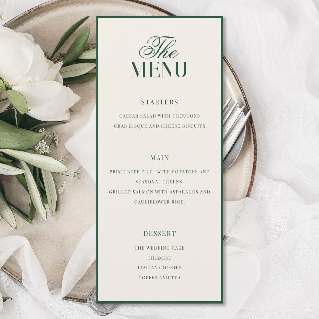 Menu Elegant Green Old Money Wedding (Criador carregado)