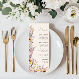 Menu Elegant Lavender, Blush and Cream Wildflowers