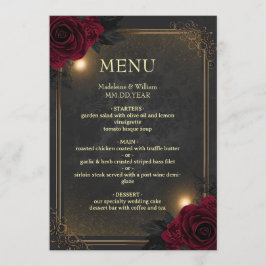 Menu Elegant Luxury Goth Glam Wedding