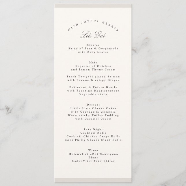 Menu Elegant Minimalist Calligraphy Wedding (Frente)