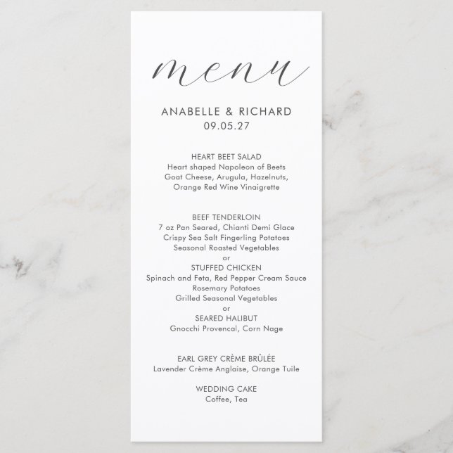 Menu Elegant Minimalist Gray White Wedding (Frente)