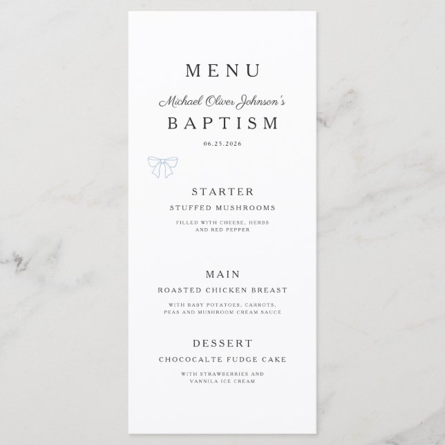 Menu Elegant Religious Cross Boy Baptism (Frente)