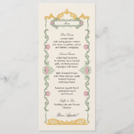Menu Elegant Sage Green and Gold Art Nouveau