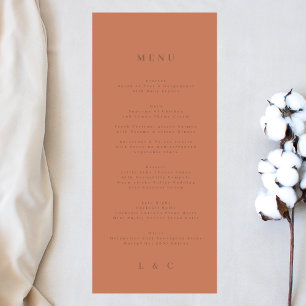 Menu Elegant Simple Dusty Orange + Terracotta Monogram
