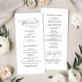 Menu Elegant Swirl Script Simple Wedding Program