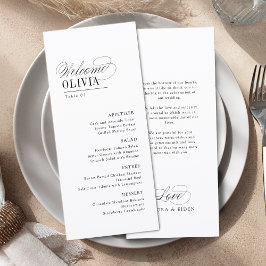 Menu Elegant Timeless Typography Guest Name Wedding